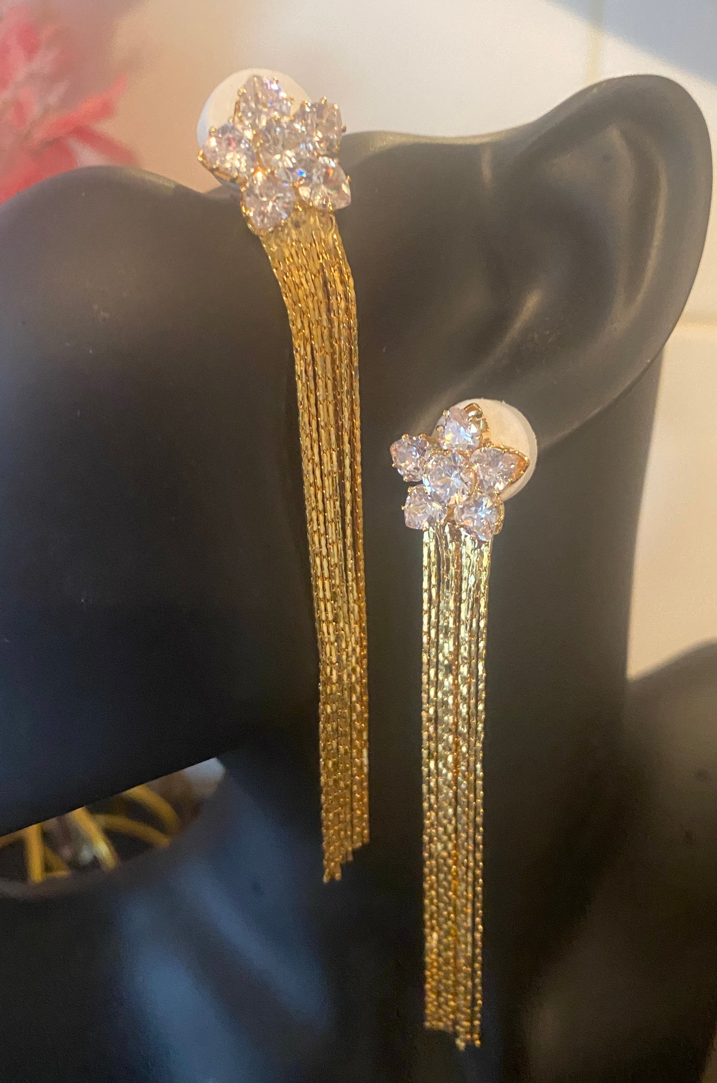 Long chain crystal Earrings