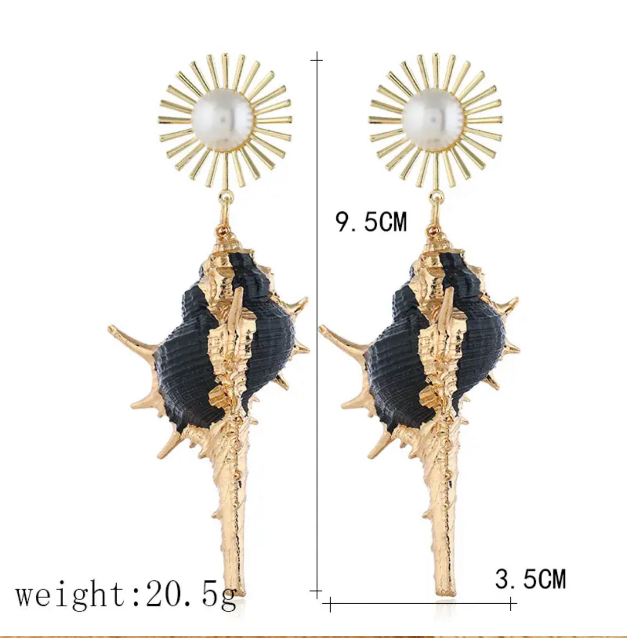 Woman Sea Conch Shape Drop Earrings