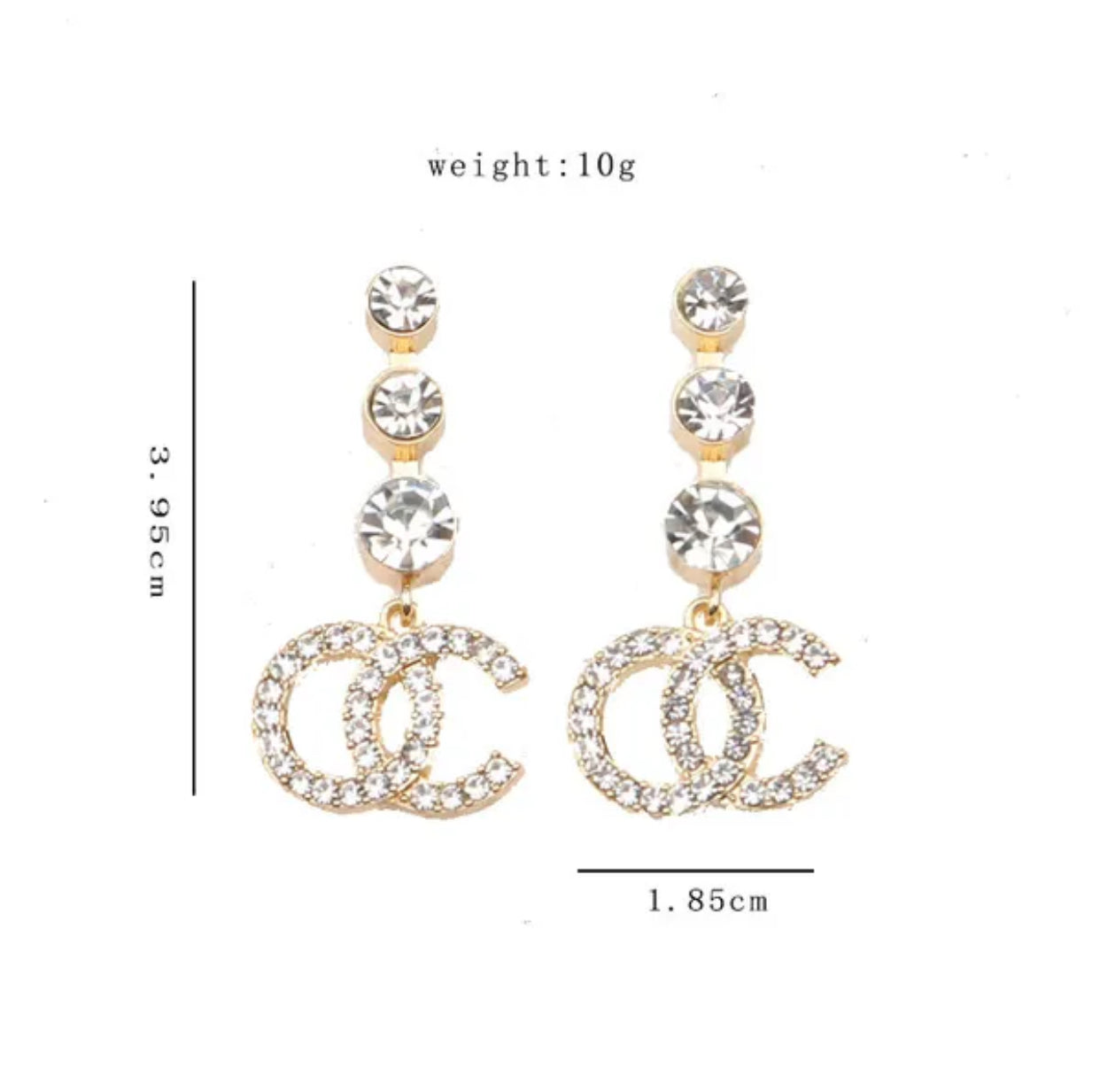 Designer Brand CC Drop Top Earrings