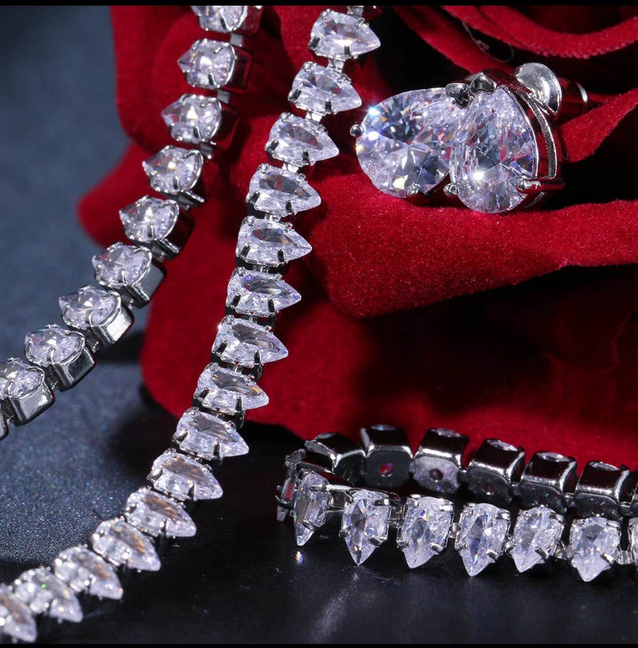 Shiny Necklace Earrings Bracelet sets