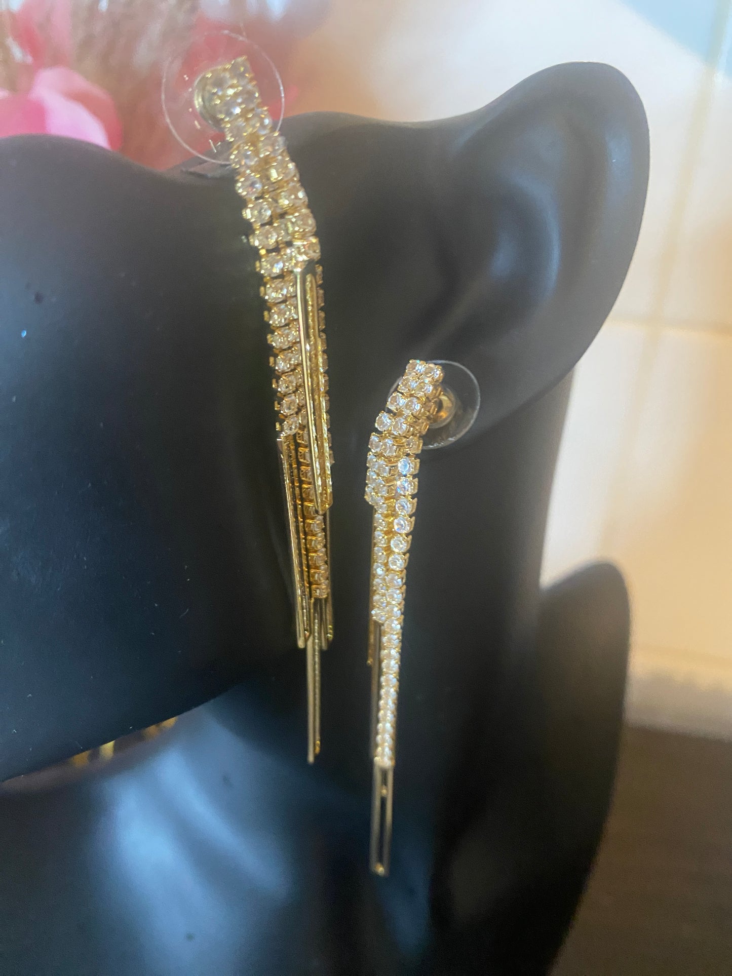 Long chain crystal Earrings