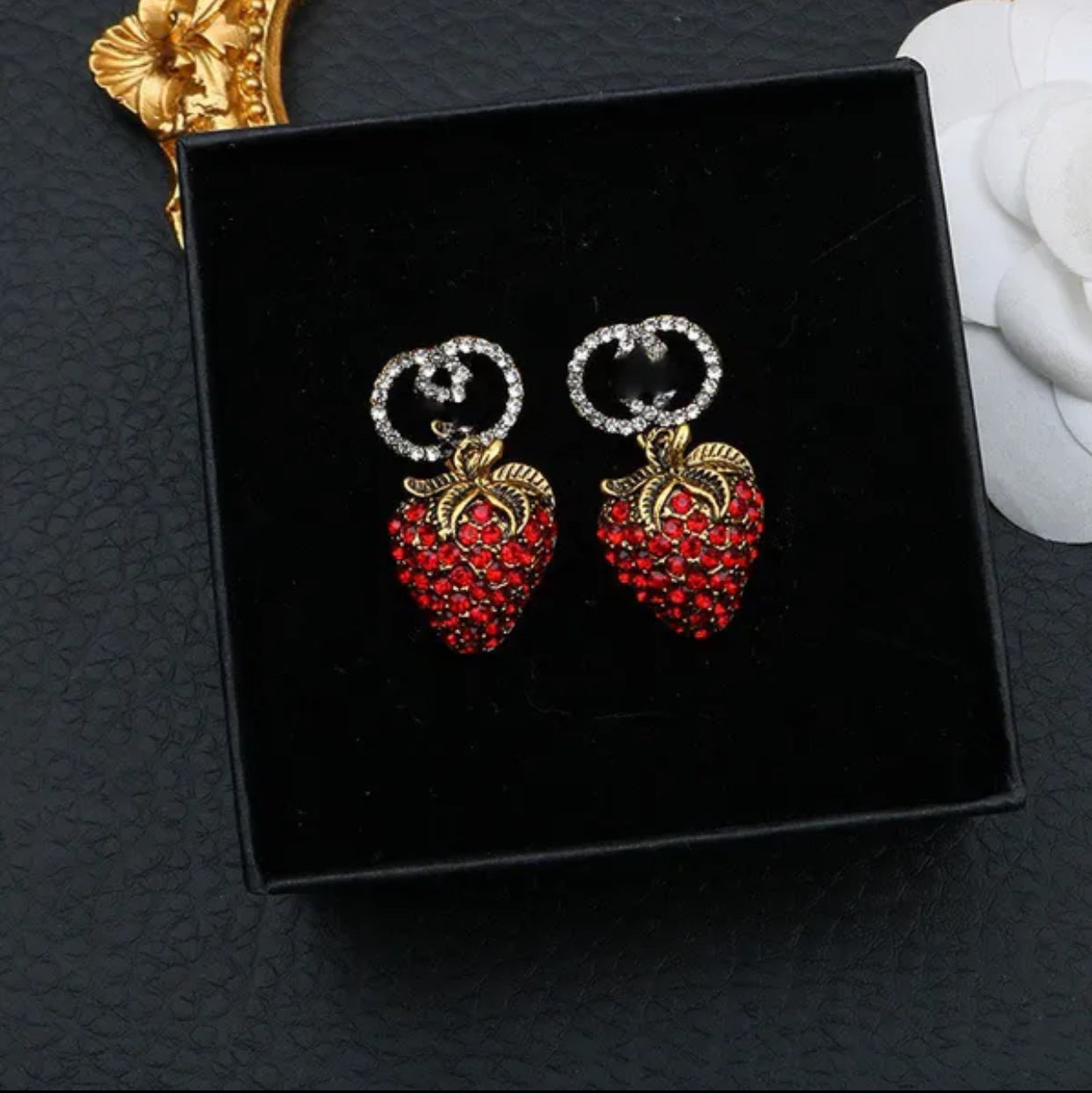 Designer strawberry stud earring