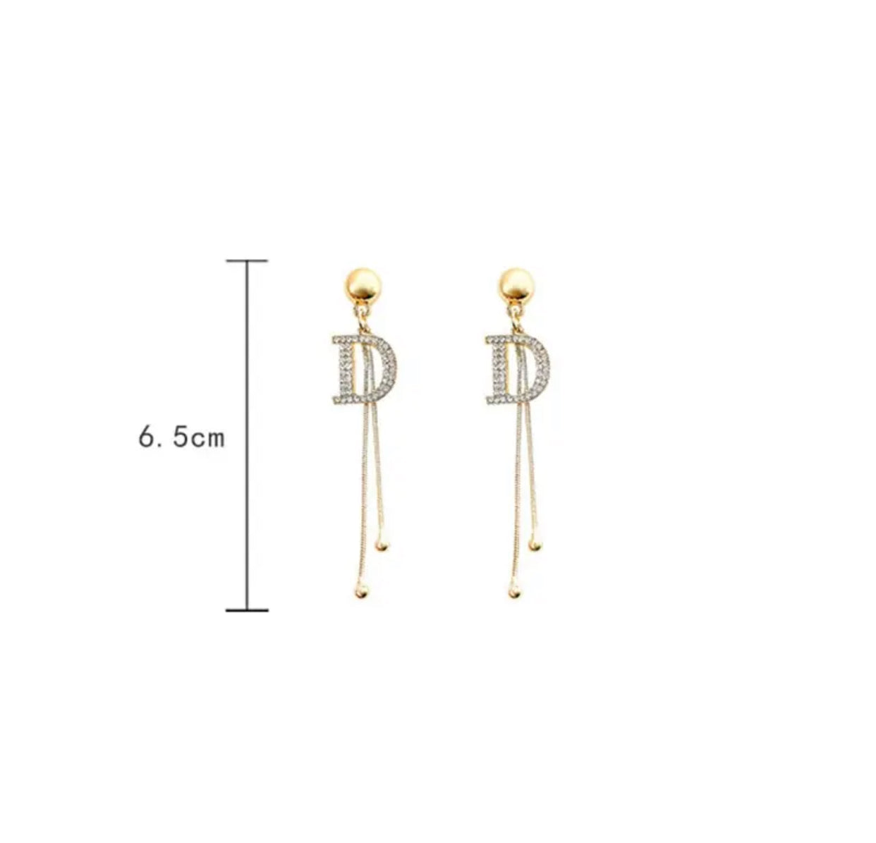 Full D Letter Long Earrings