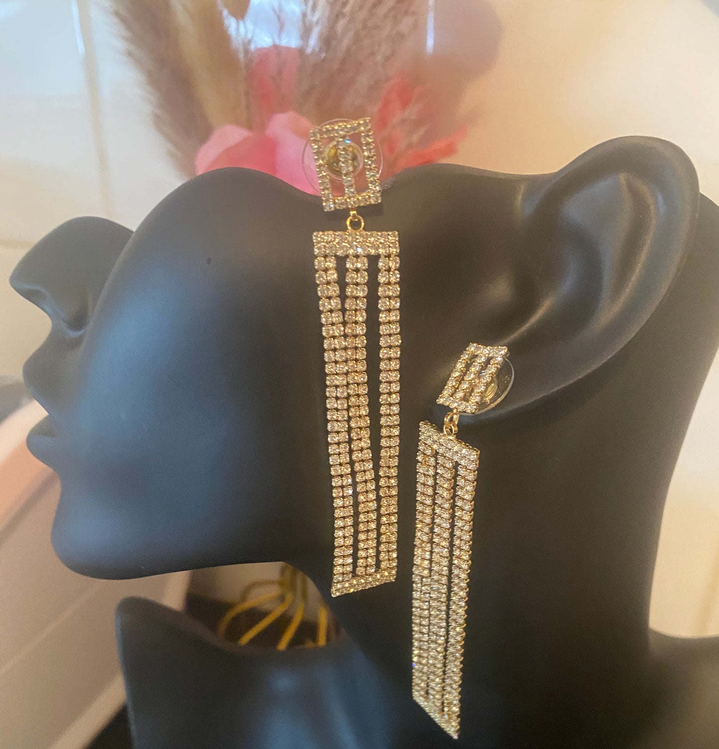 Long chain crystal Earrings