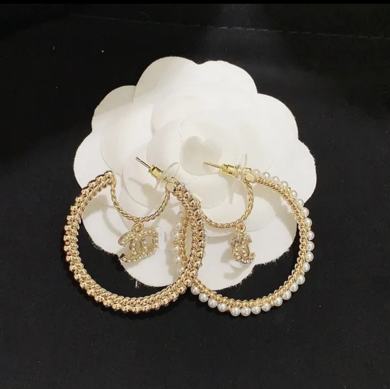 Designer Brand Hoops Earrings