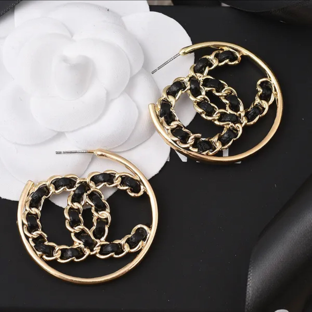 Designer Brand Hoops Earrings