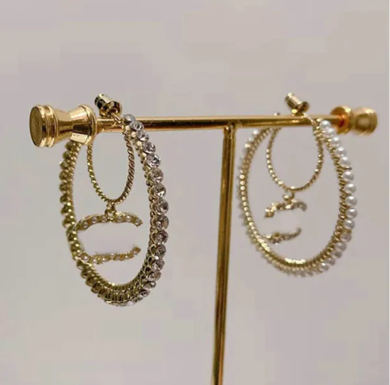 Designer Brand Hoops Earrings