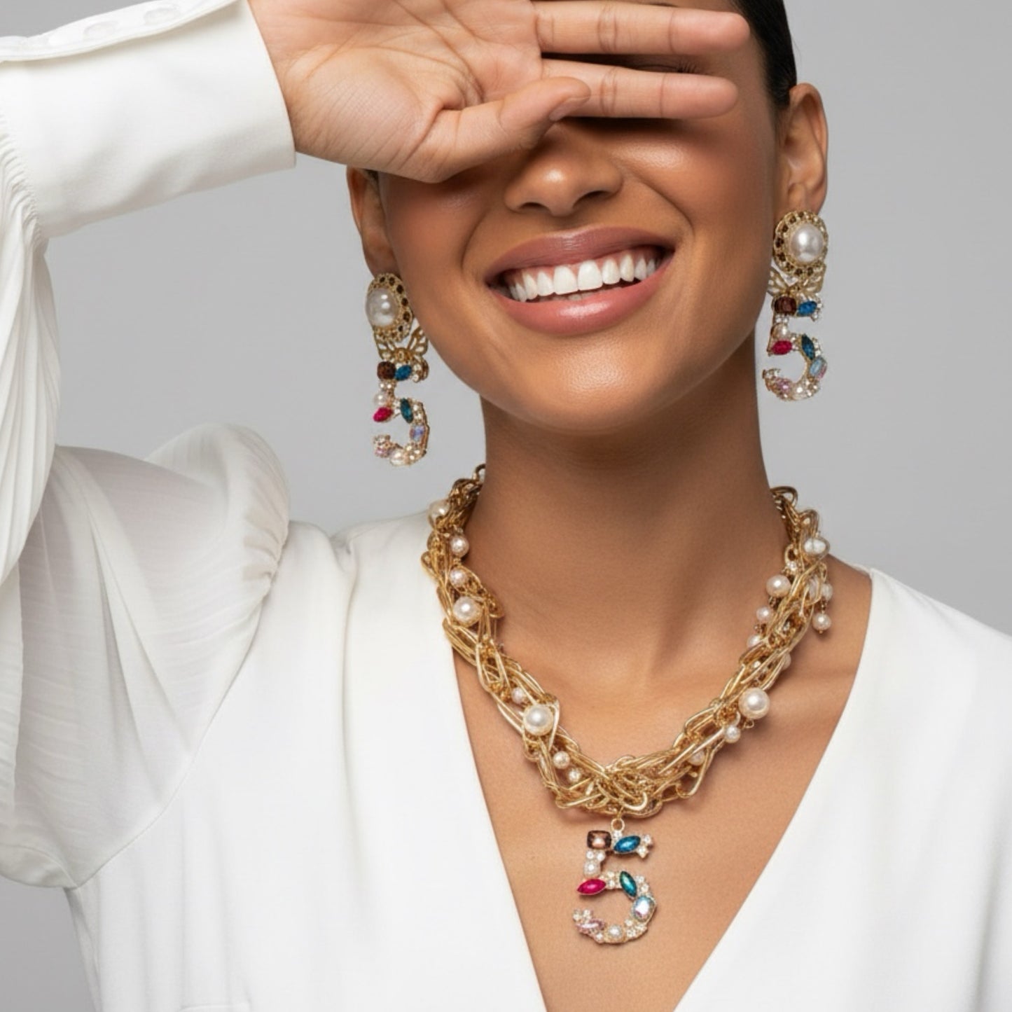 Pearl Necklace Butterfly Earrings Sets