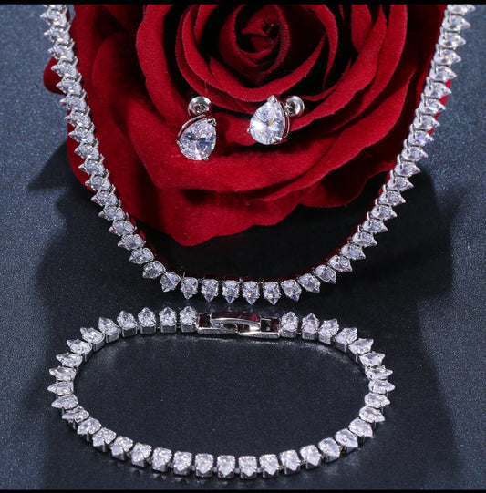 Shiny Necklace Earrings Bracelet sets