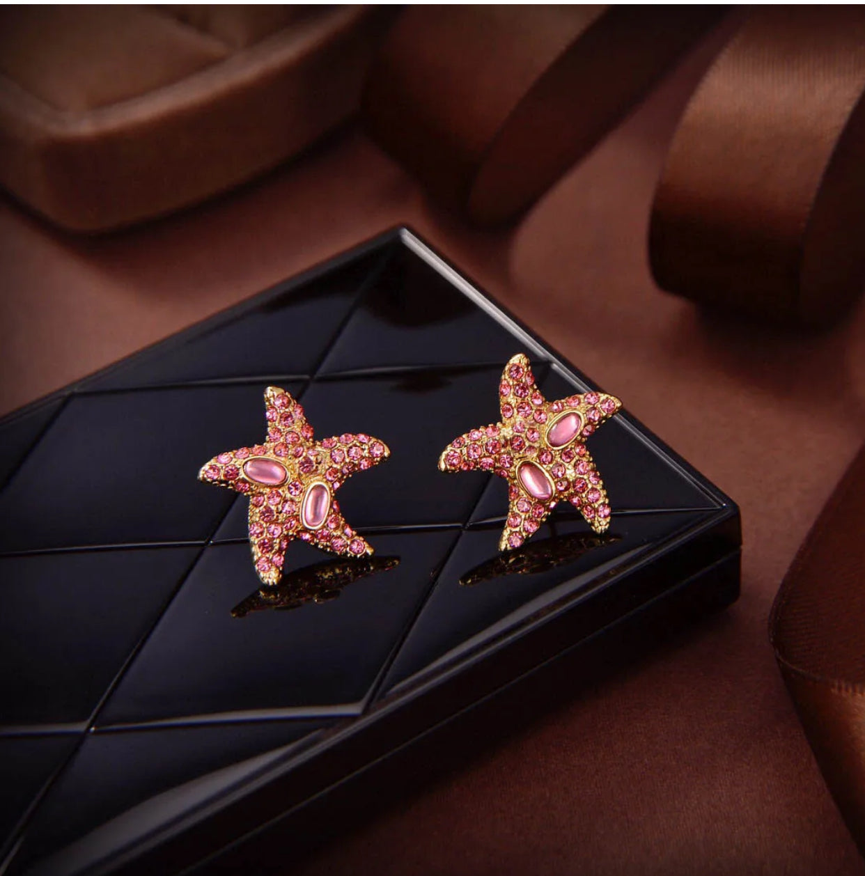 Trendy Brand Pink starfish Stud Earrings