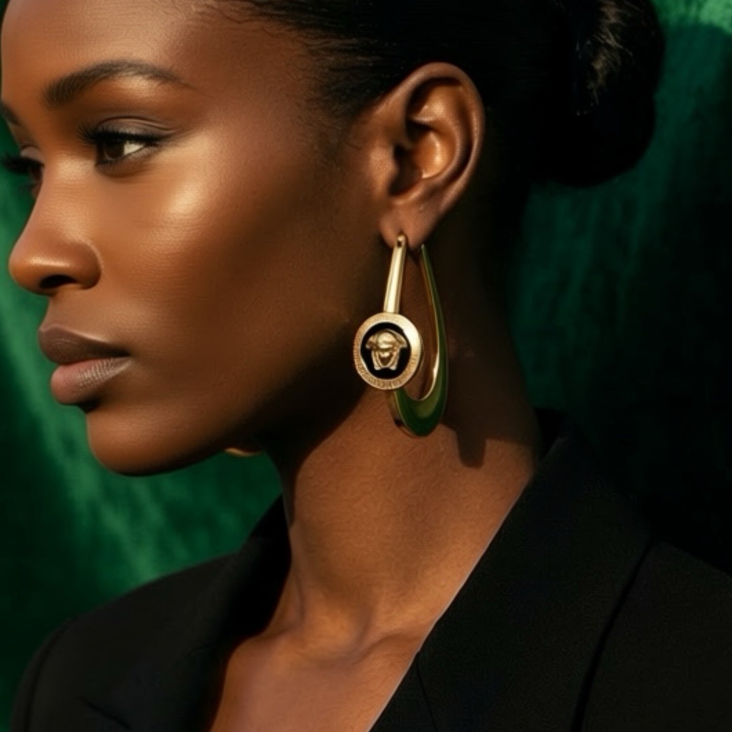 Designer Earrings Black Enamel Drip